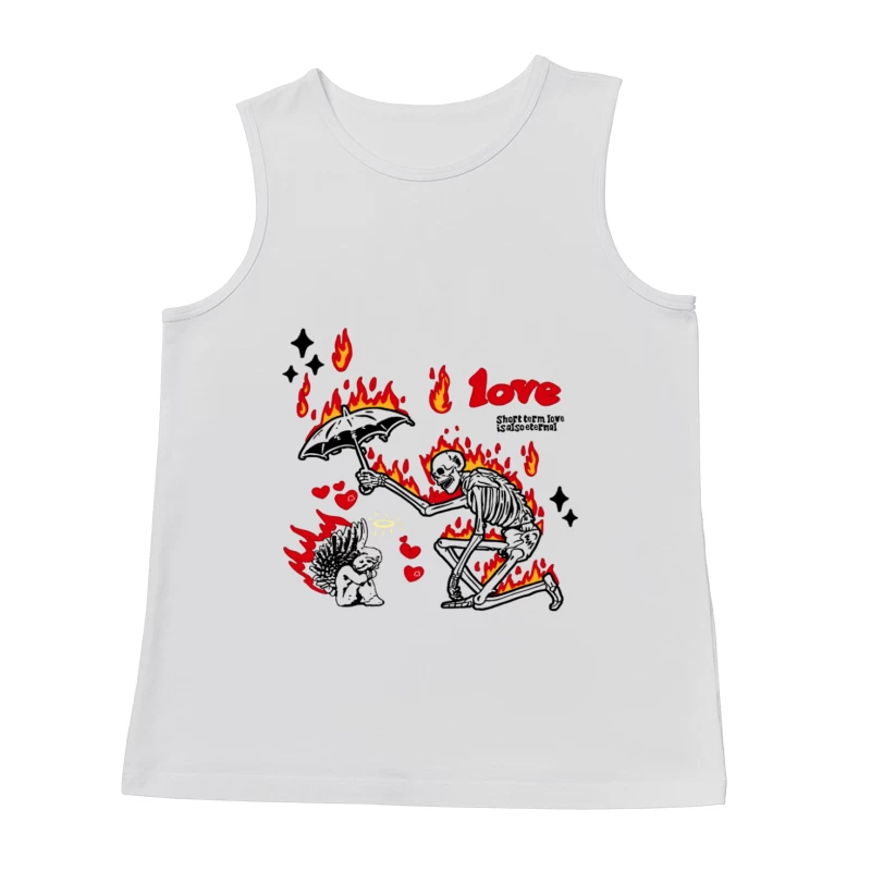 Skelett beschützt Igel in Flammen Herren Tanktops