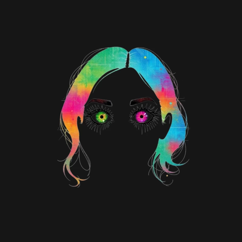 Artistic Rainbow Portrait with Heterochromatic Eyes Female Long Sleeve T-Shirt