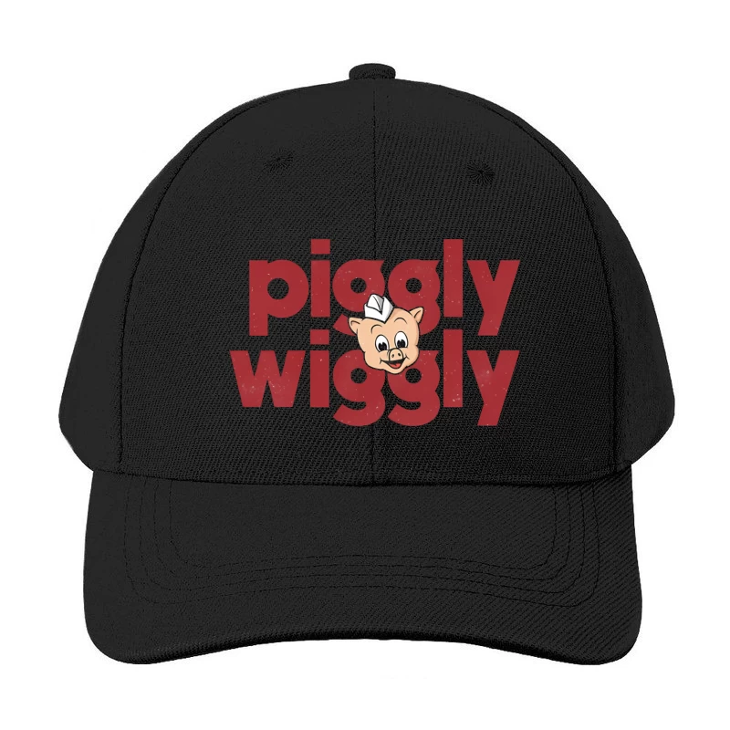 Vintage Piggly Wiggly Supermarket Logo with Cartoon Pig Baseball Cap