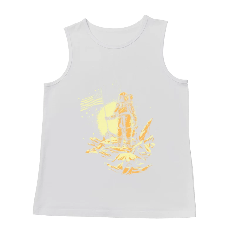 Astronaut in Space with American Flag Male Tank Top
