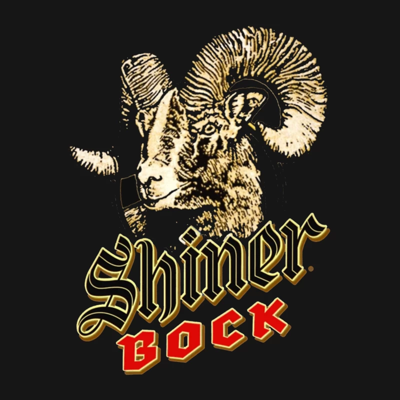 Vintage Shiner Bock Beer Logo with Golden Ram Head Design Male T-Shirt