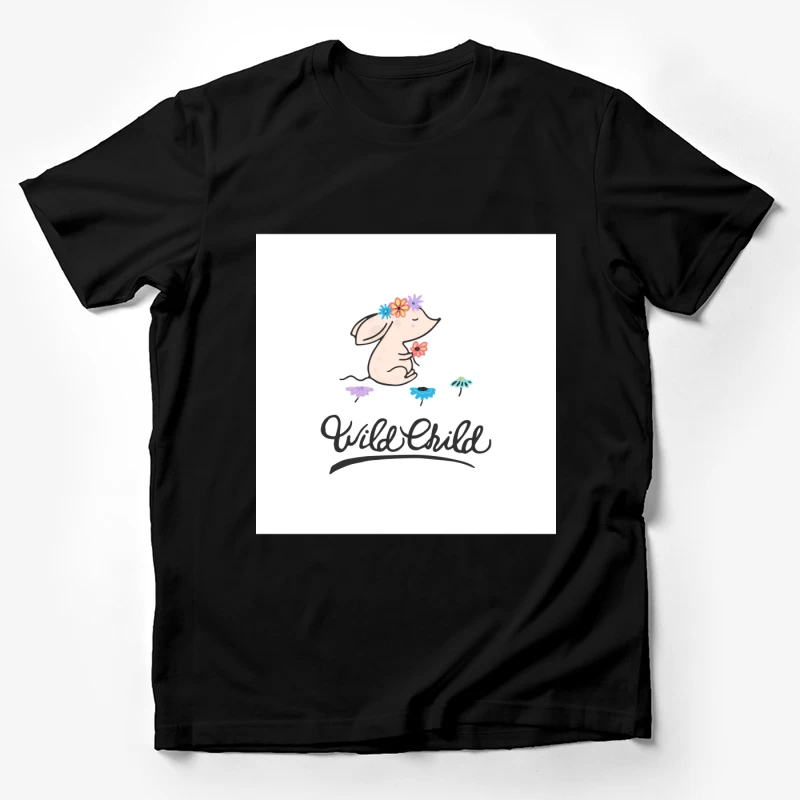 Lapin Enfant Sauvage avec Fleurs Homme T-Shirt