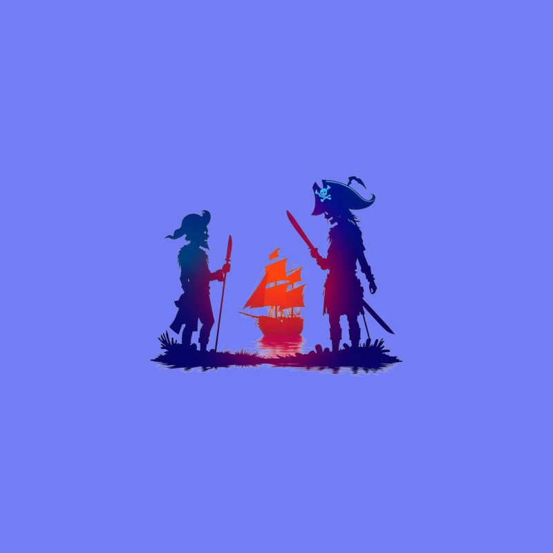 Pirate Ship Silhouette Desk Mat