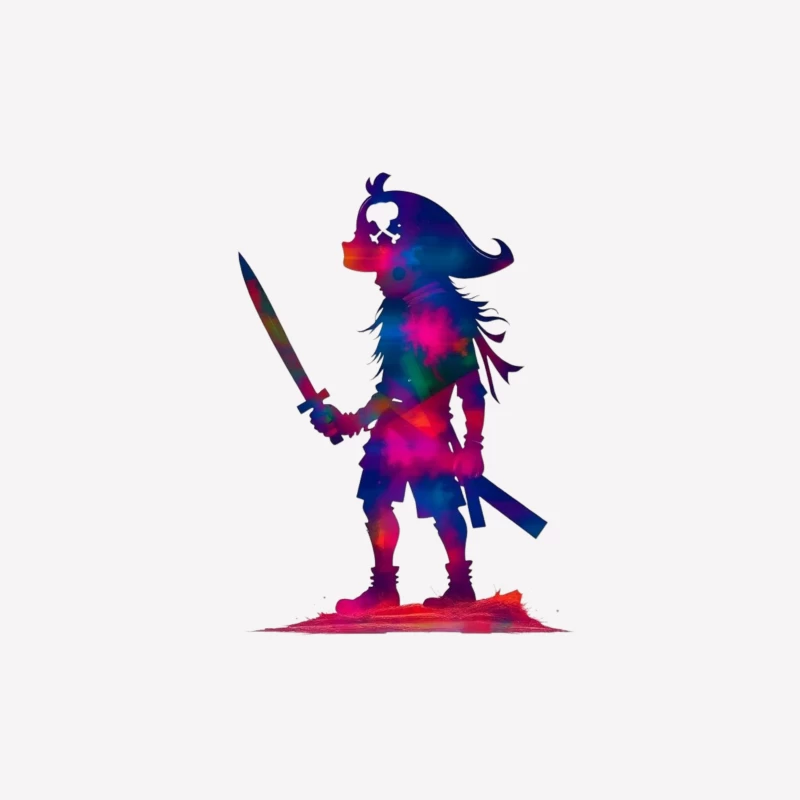 Cosmic Pirate Silhouette with Sword Male T-Shirt