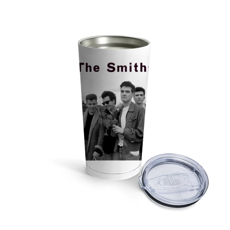 The Smiths: Iconic 1980s British Indie Rock Band Portrait Travel Mug