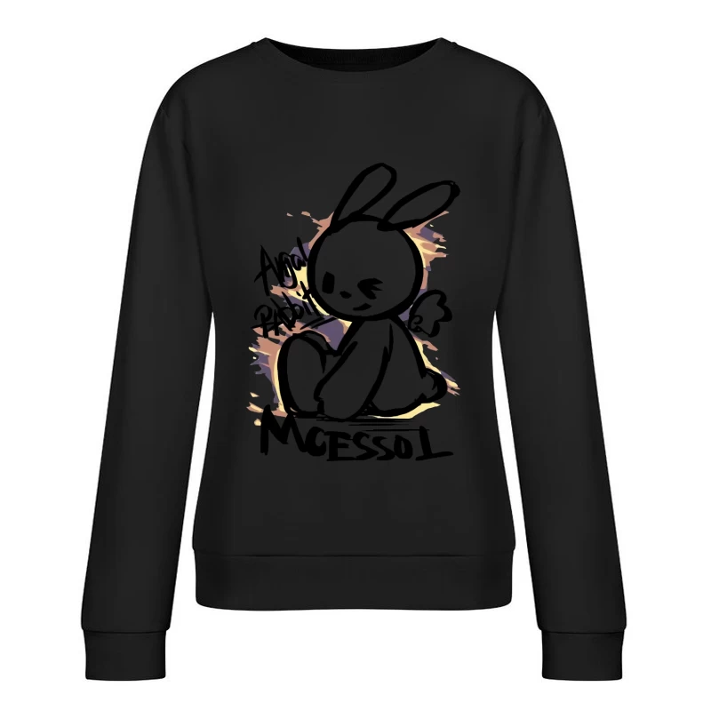 Schwarzes Häschen mit Neonlicht Damen Pullover Sweatshirt