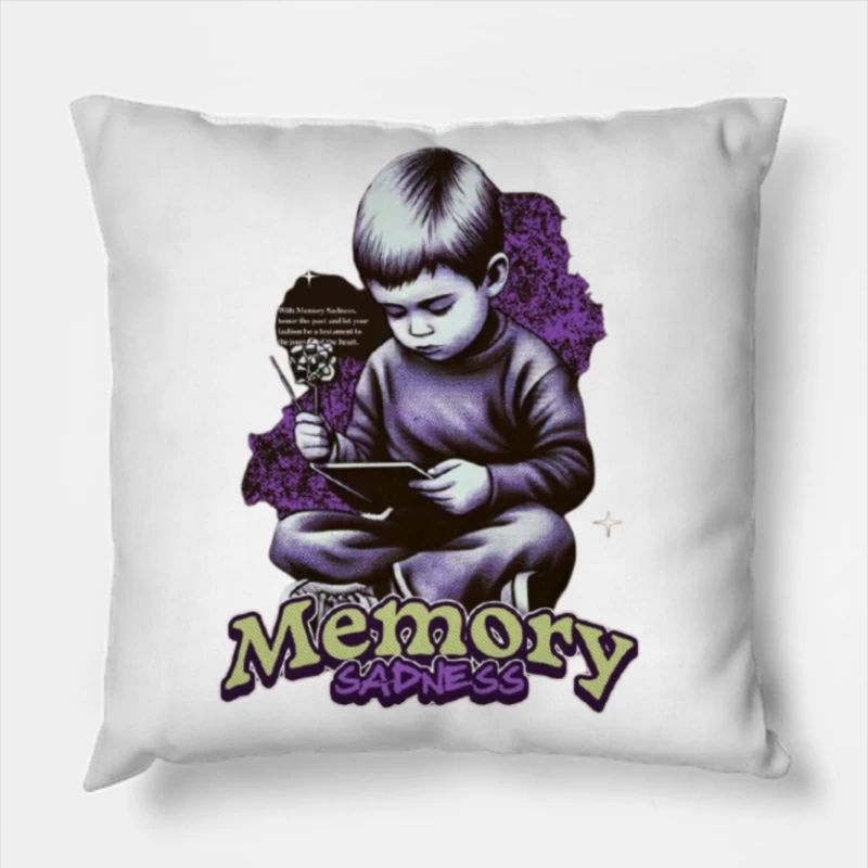 Nostalgic Memory and Sadness Artistic Illustration Throw Pillow