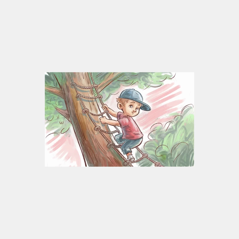 Adventurous Boy Climbing Tree with Rope Ladder Male Tank Top