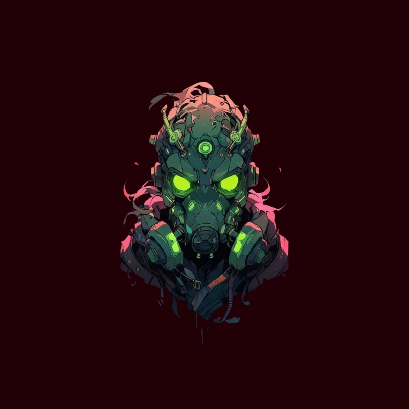 Futuristic Cyberpunk Character with Neon Gas Mask iPhone Case