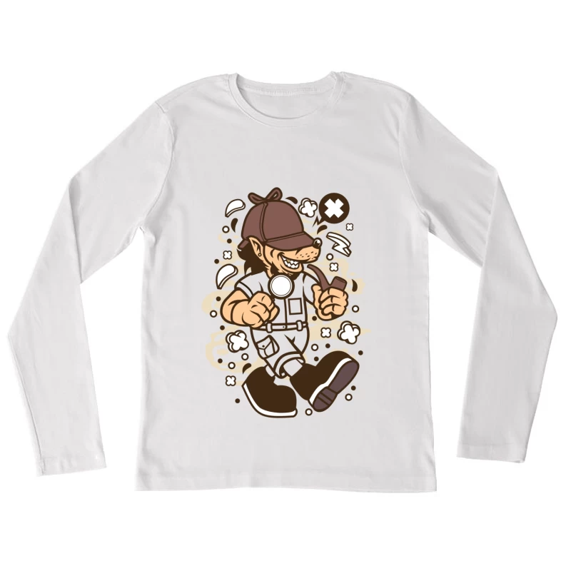 Chien détective avec pipe Femme Manches Longues T-Shirt