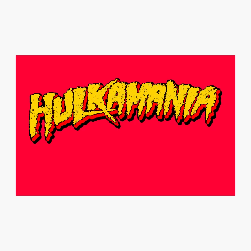 Hulkamania Wrestling Logo in Bold Yellow and Red Text Travel Mug