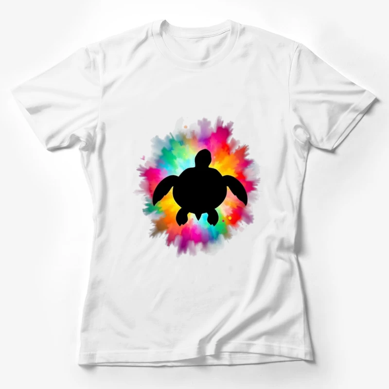 Colorful Turtle Silhouette Art Female T-Shirt