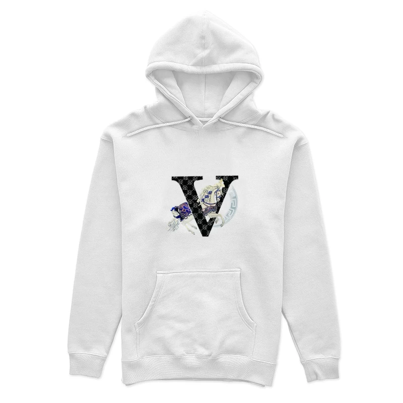 Pferdymotiv auf stilisiertem Buchstaben Damen Pullover Hoodie