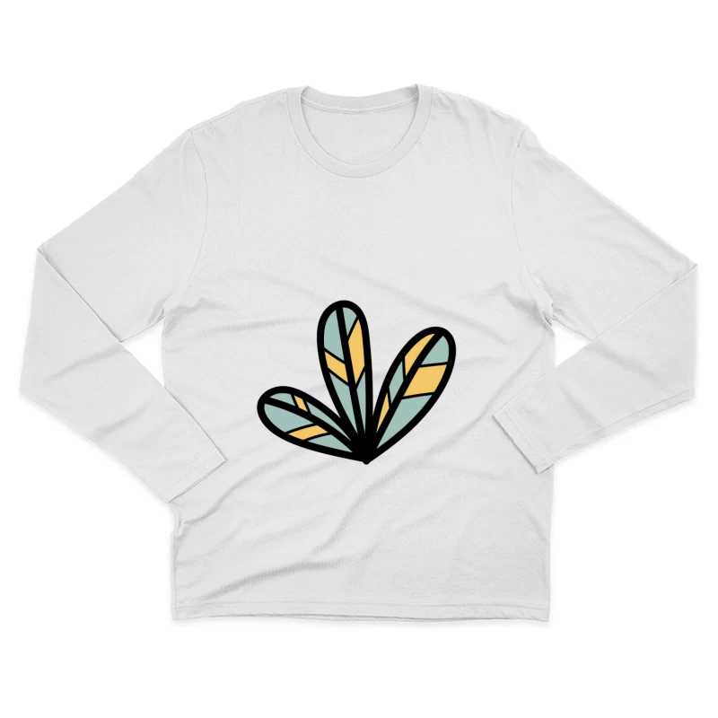 Motif géométrique de feuilles colorées Homme Manches Longues T-Shirt