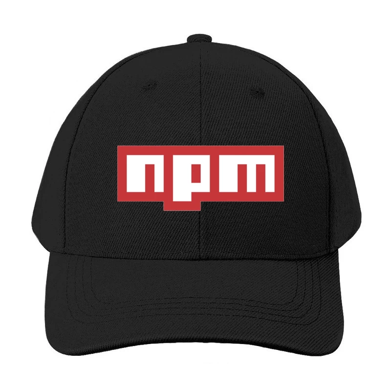 NPM (Node Package Manager) Logo in Red and White Baseball Cap