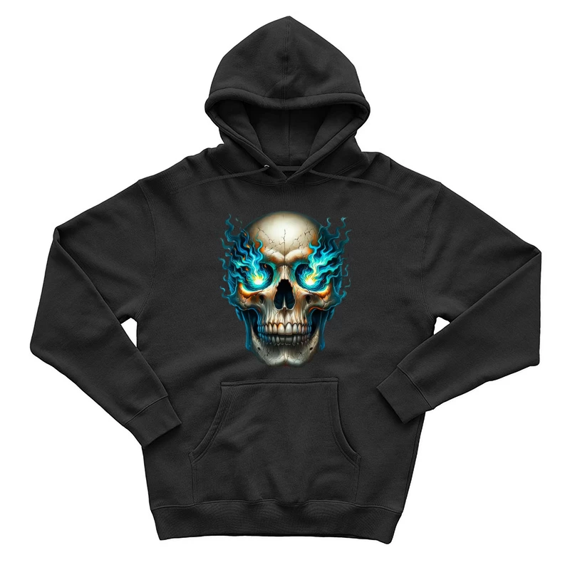Schädel mit blauen Flammen Herren Pullover Hoodie