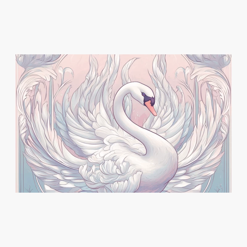 Elegant Art Nouveau Swan in Pastel Floral Symmetry Travel Mug