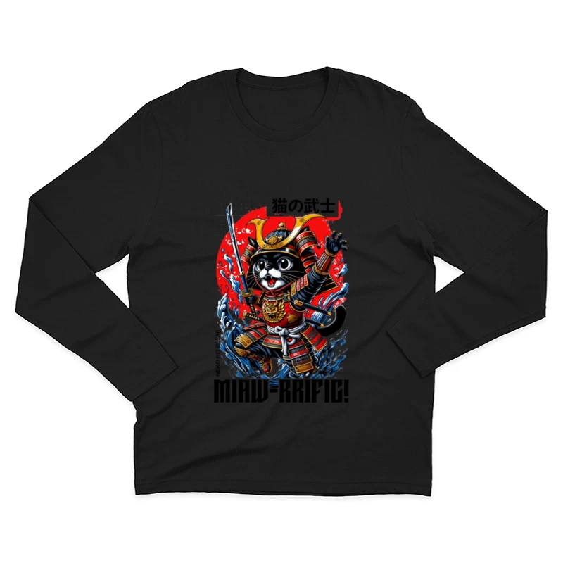 Illustration de chat samouraï Homme Manches Longues T-Shirt