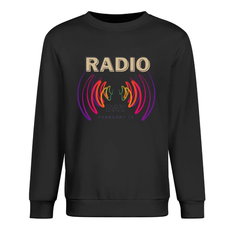 Radio Day – Vibrant Soundwave Celebration Male Pullover Sweatshirt