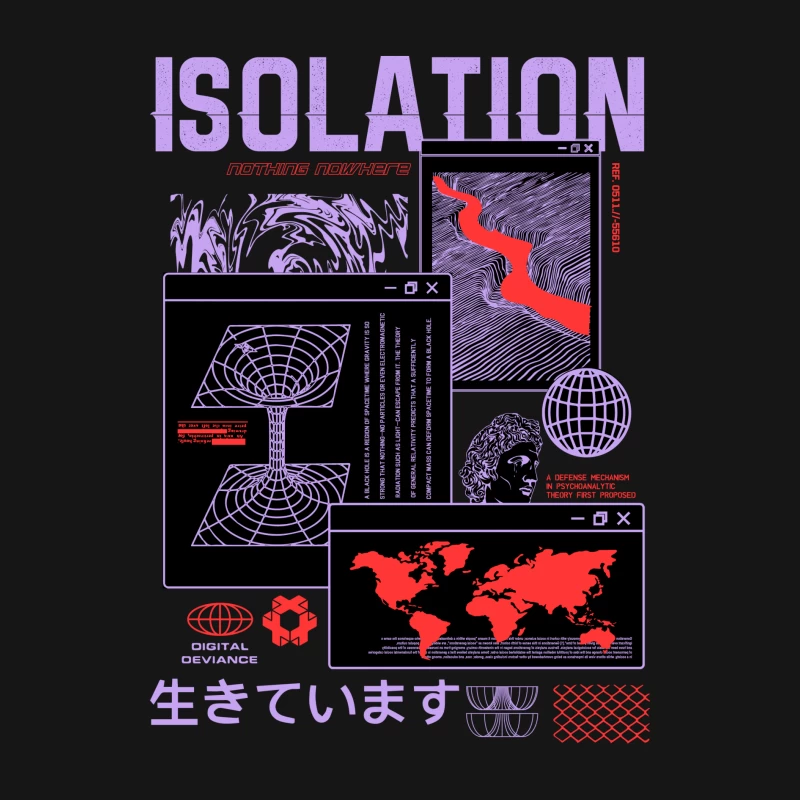 Digitales Isolationsdesign mit geografischen Elementen Herren Langarm T-Shirt