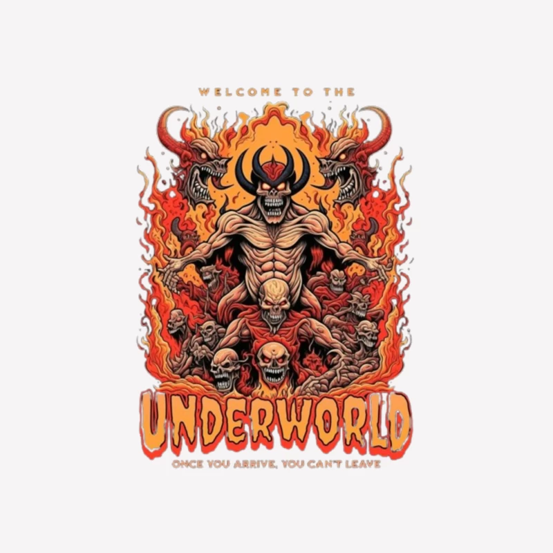 Welcome to the Underworld: Demonic Horror Art with Flaming Skulls Male T-Shirt