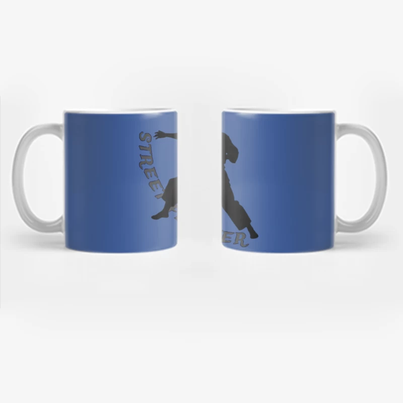 Dynamic Street Fighter Martial Arts Silhouette Coffee Mug