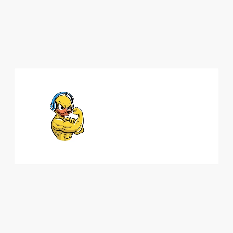 Muscular Cartoon Duck with Headphones Flexing Coffee Mug
