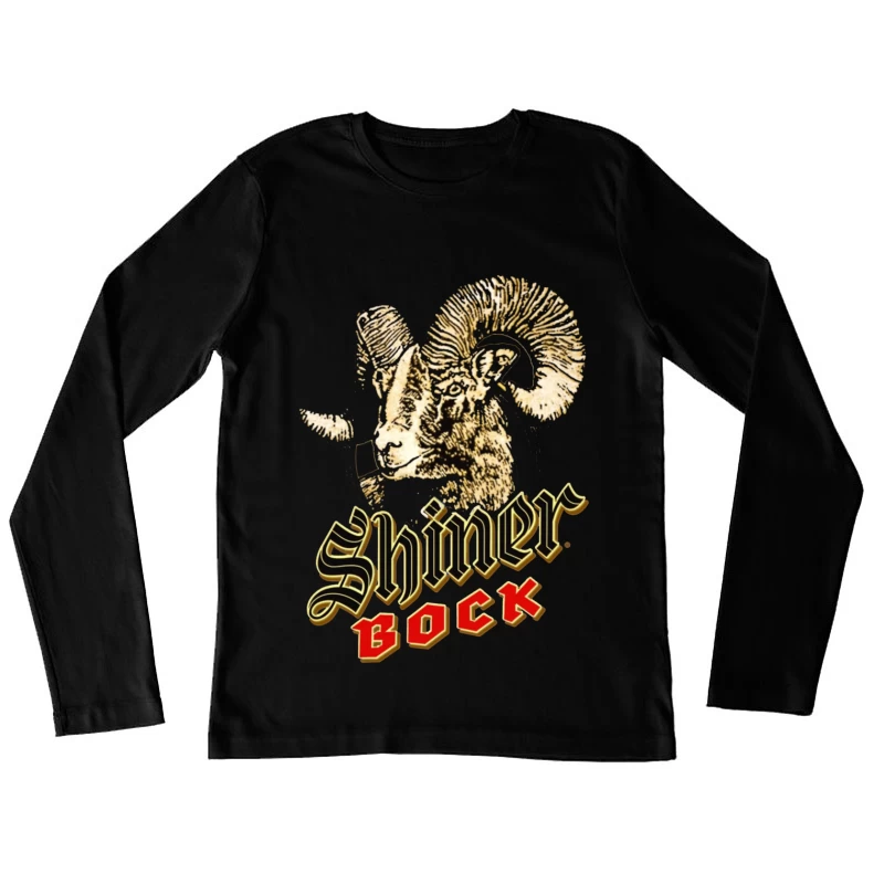 Vintage Shiner Bock Beer Logo with Golden Ram Head Design Female Long Sleeve T-Shirt