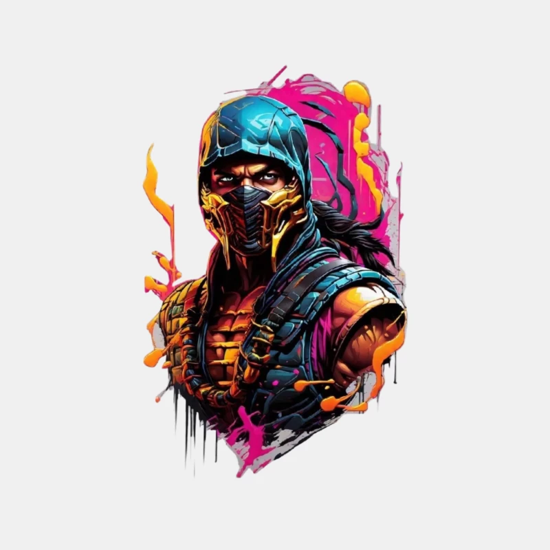 Vibrant Digital Art of a Masked Character Male Tank Top