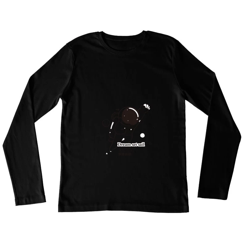 Astronaut schwebt im Weltraum Damen Langarm T-Shirt