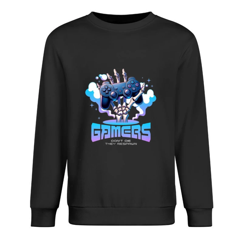 Skeletal Gamer's PlayStation Controller Art in Blue Male Pullover Sweatshirt