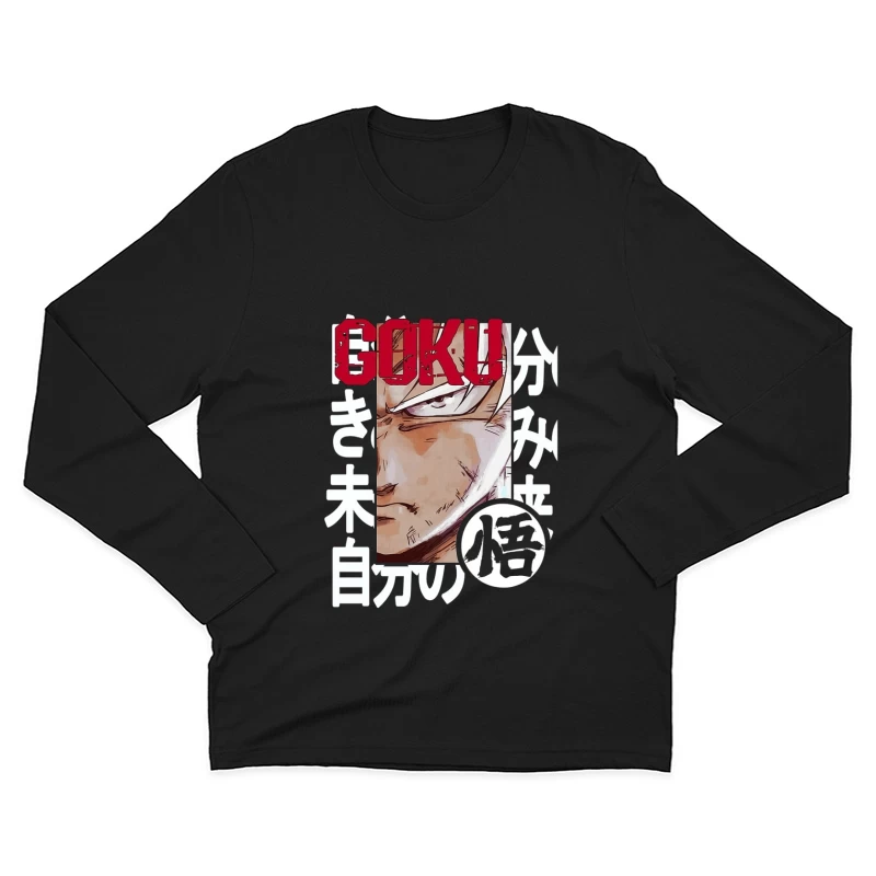Goku Anime-Design mit Schriftzeichen Herren Langarm T-Shirt