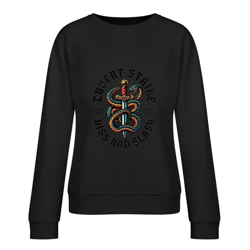 Traditional Snake and Dagger Logo Design - Covert Strike Emblem Female Pullover Sweatshirt