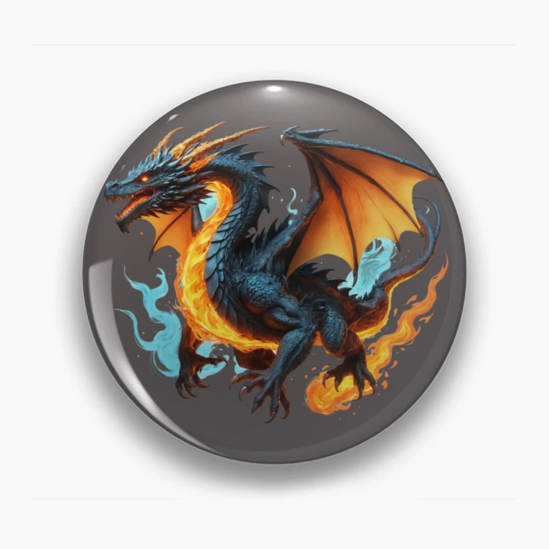 Majestic Fire Dragon Artwork Pin