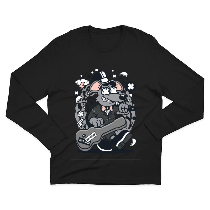 Rat en smoking avec guitare Homme Manches Longues T-Shirt