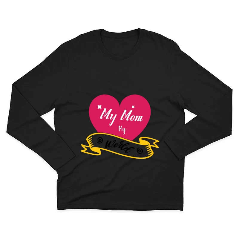 Cœur Maman en Rose avec Ruban Jaune Homme Manches Longues T-Shirt