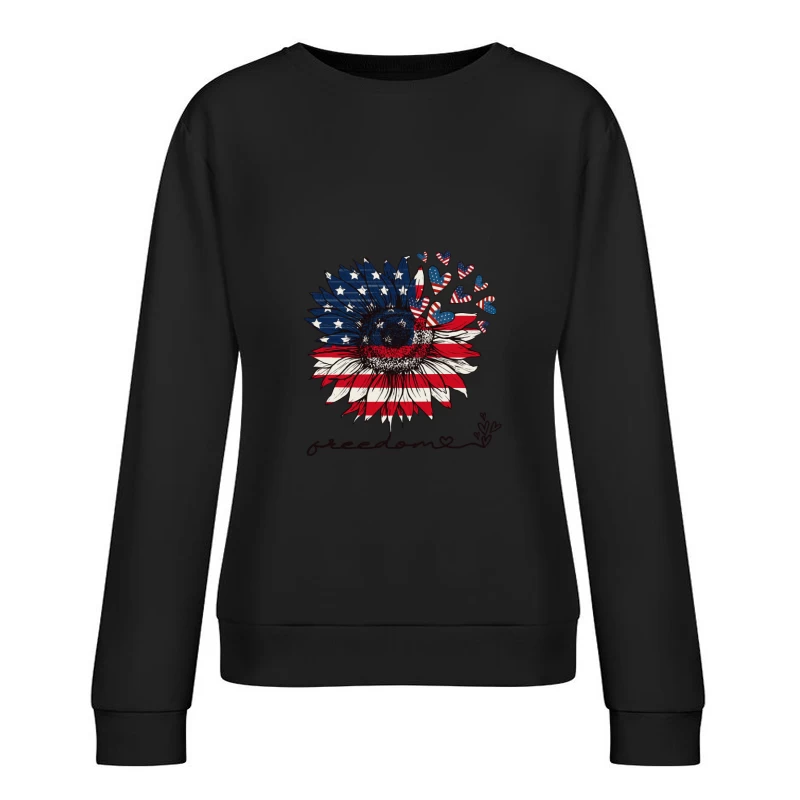 Freiheit Sonnenblume mit amerikanischer Flagge Damen Pullover Sweatshirt