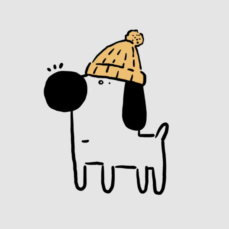 Hund mit Mütze Illustration Herren Pullover Hoodie