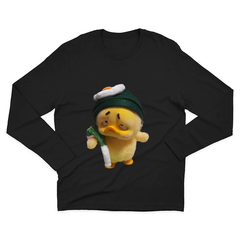 Traurige Ente mit Mütze und Lauch Herren Langarm T-Shirt