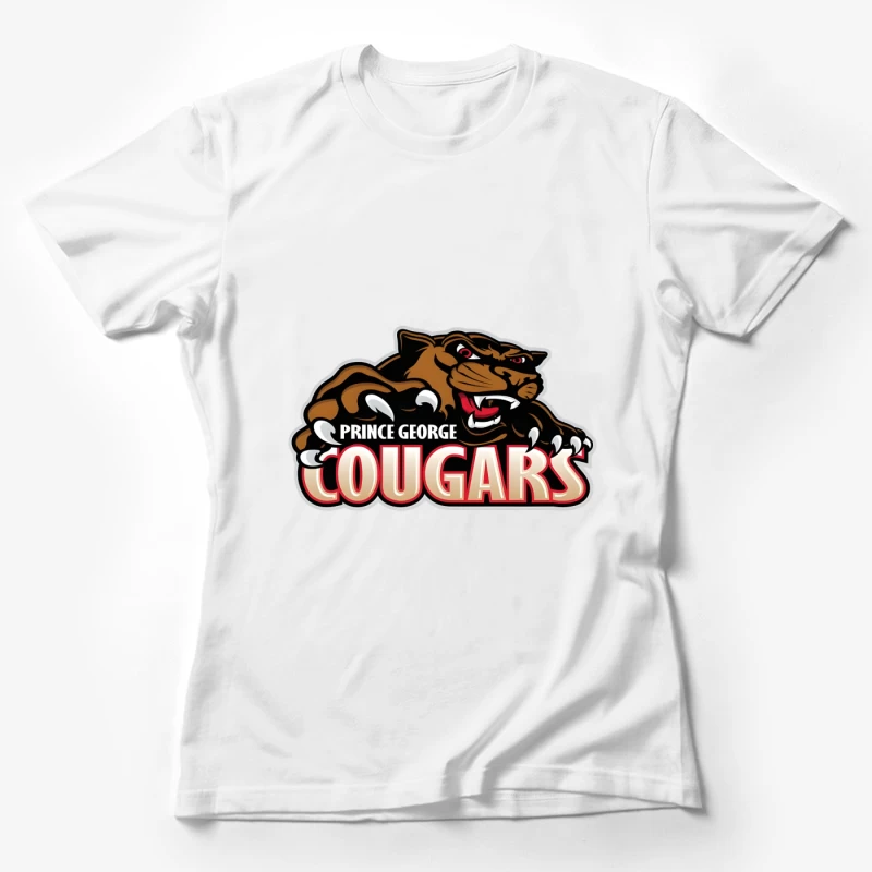 Prince George Cougars Sports Team Logo with Fierce Cougar Mascot Prince George Cougars Female T-Shirt