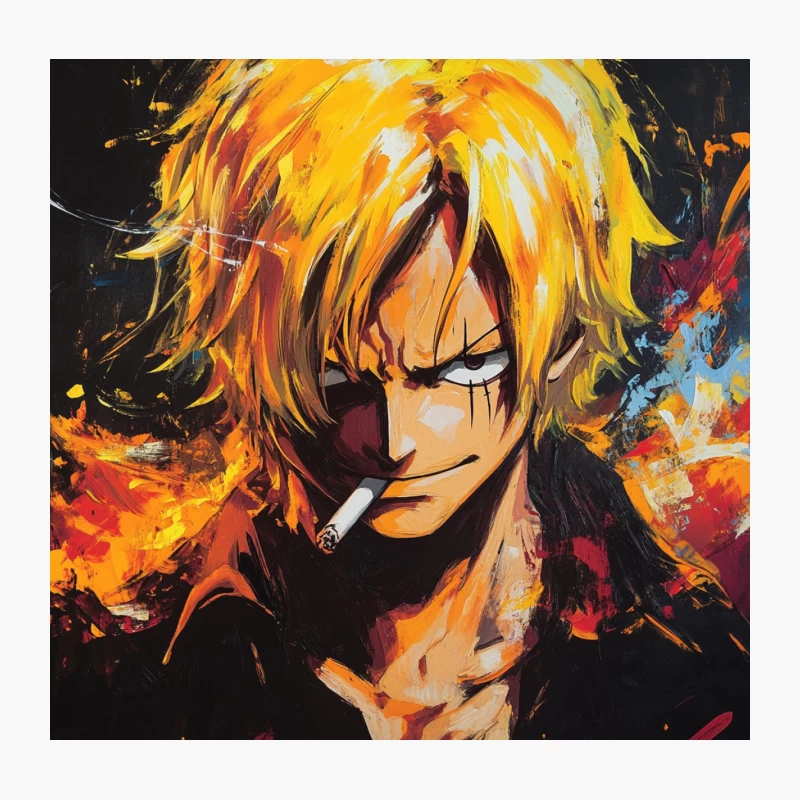 Vibrant Artwork of Intense Anime Character with Blonde Hair Throw Pillow
