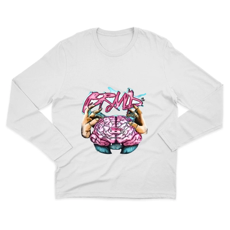 Design graphique avec cerveau et mains en style graffiti Homme Manches Longues T-Shirt