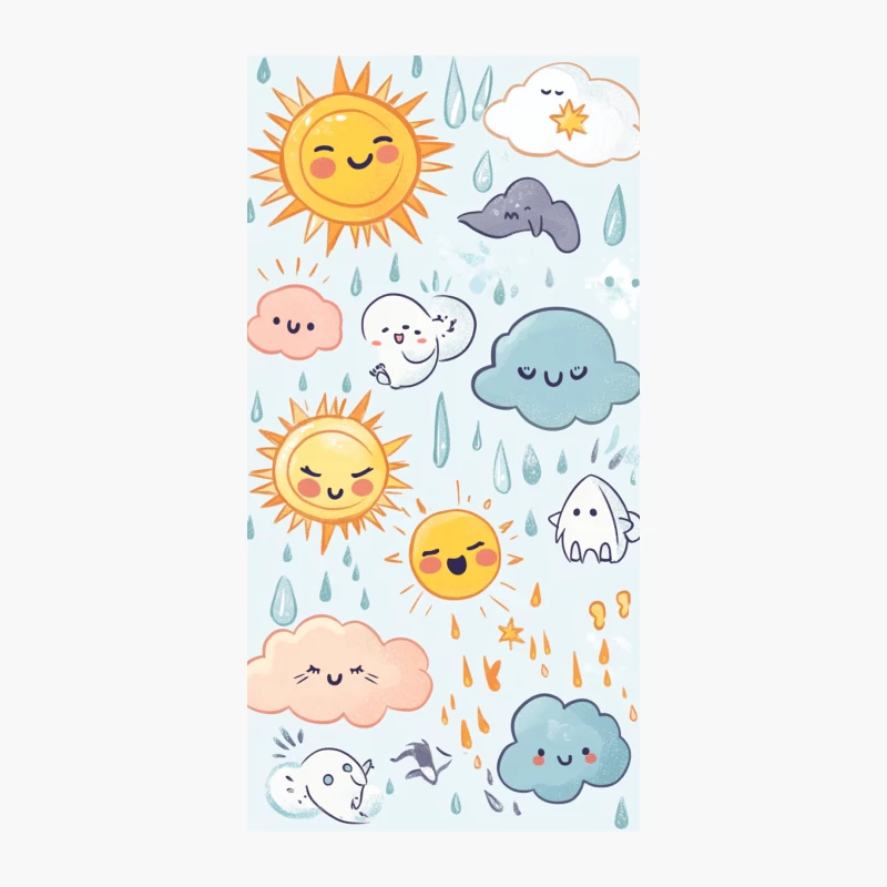 Cute Kawaii Weather Elements Cartoon Doodle iPhone Case
