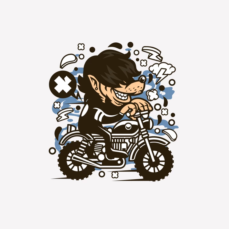 Motorradfahrer im Cartoon-Stil Herren T-Shirt