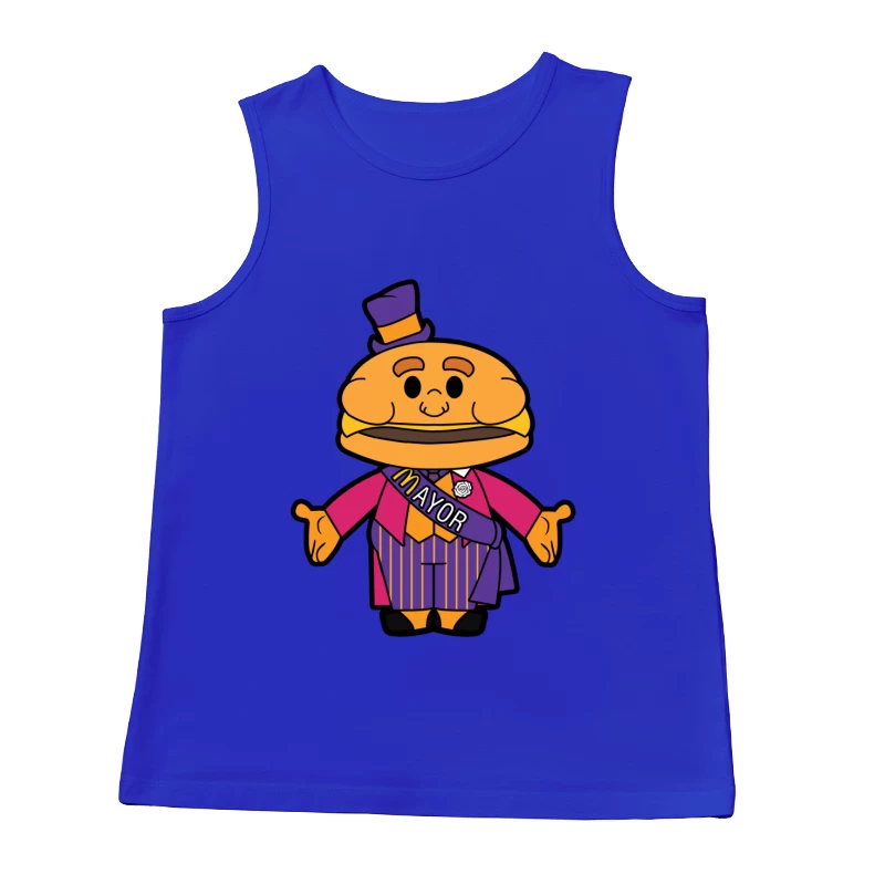 Colorful Cartoon Mayor Hamburger Mascot Male Tank Top