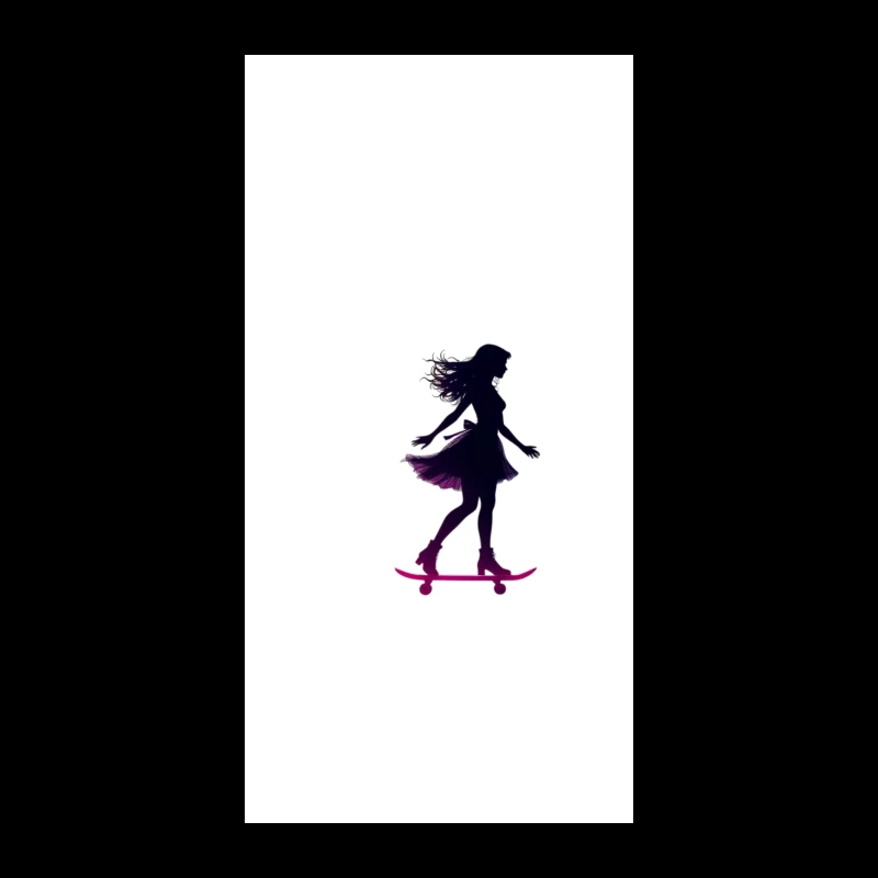 Graceful Feminine Skateboarding Silhouette in Purple iPhone Case