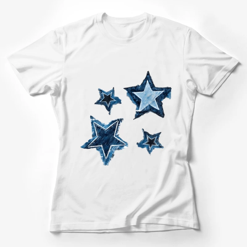 Blaue Sterne im künstlerischen Stil Damen T-Shirt