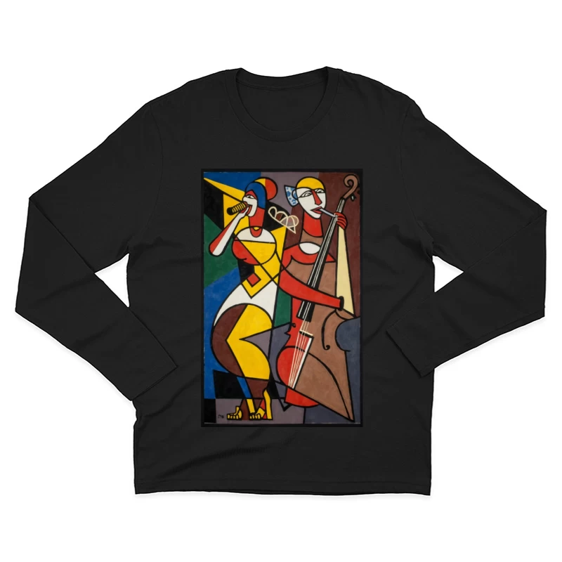 Abstract Jazz Duo Performance in Cubist Style Male Long Sleeve T-Shirt