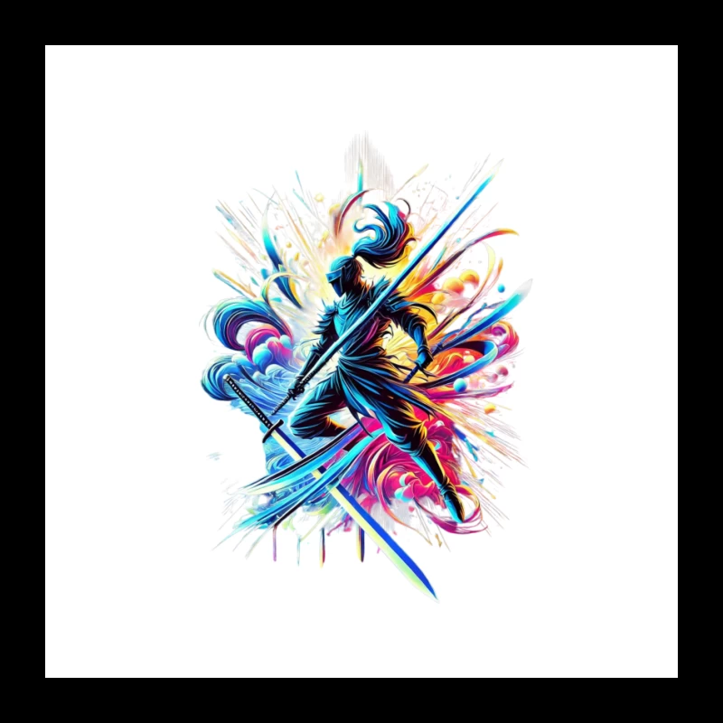 Vibrant Samurai Warrior in Dynamic Motion Pin