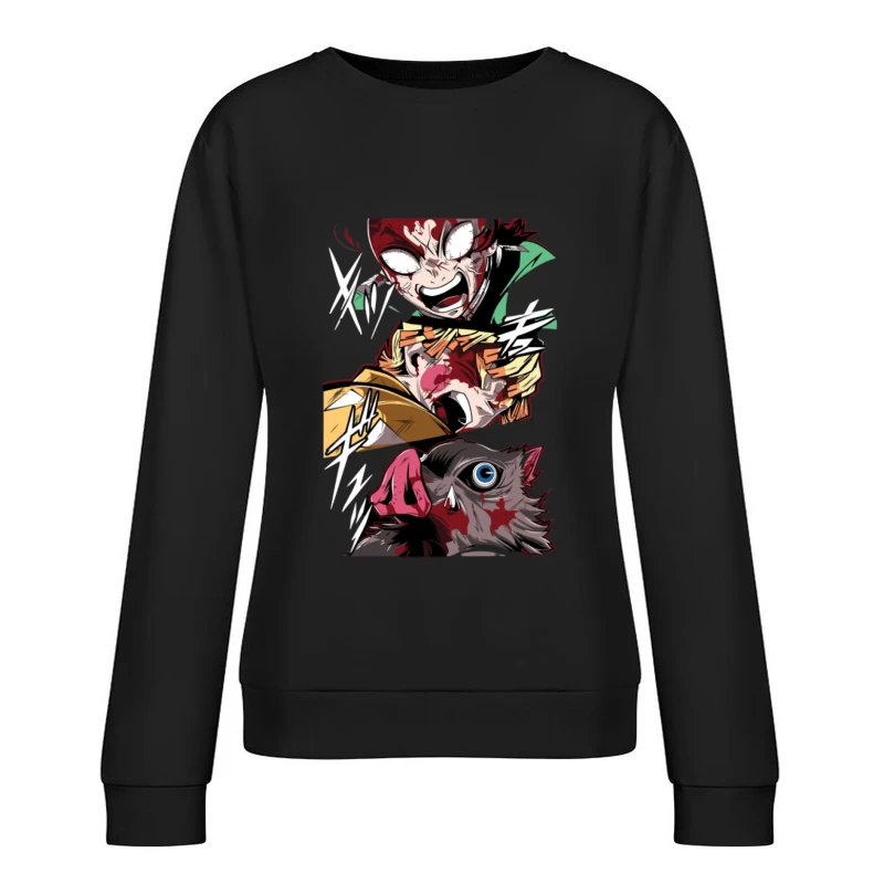 Kämpferische Anime-Charaktere Damen Pullover Sweatshirt